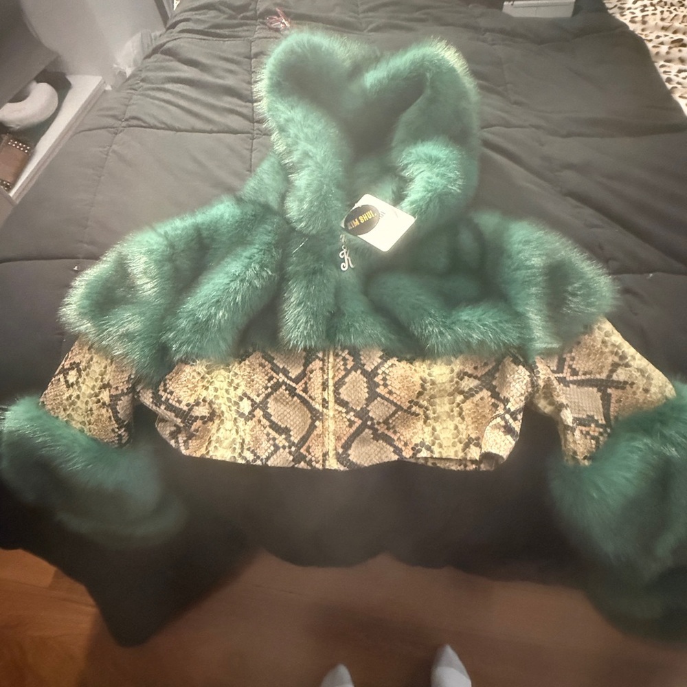 Kim Shui Emerald Fur and Snake Jacket